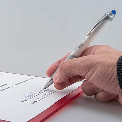 Pentel Glidewrite Signature Ballpoint Pen Pearl White Barrel, (1.0mm) Medium Line, Black Ink, 12 Pens (BX930W-A) (Pack of 2)