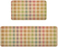 Decorhua Easter Kitchen Mats for Floor 2 piece Set, Spring Kitchen Rugs Non Slip Washable, Buffalo Check Style Kitchen Decor Farmhouse 17x29 and 17x47 Inch DM198
