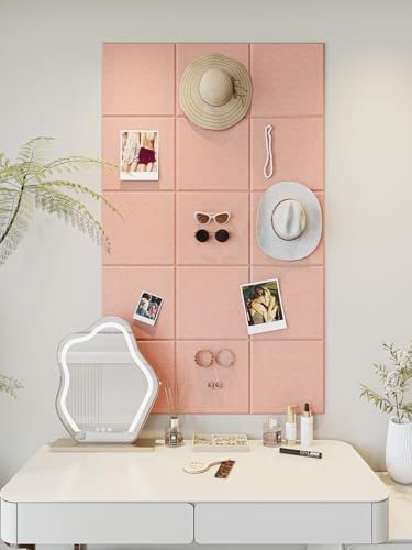 Thick Felt Pin Board Tiles 24 Pack, 11.8x11.8 Bulletin Board for Wall