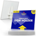 Paper Sign Holder (11 x 8.5 Inches) Plastic Countertop Display w/Shatterproof (No Acrylic) Clear Design & Cardboard Easel Back Tabletop Slant Support for Stackable Lightweight Portable by Hutchco