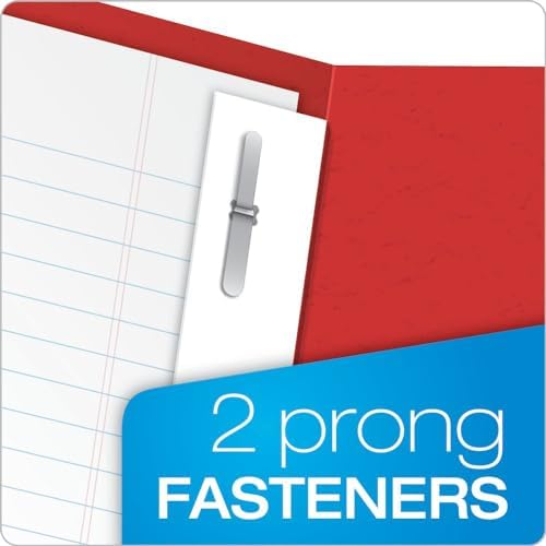 Oxford Two-Pocket Folders w/Fasteners, Red, Letter Size, 25 per Box (57711)
