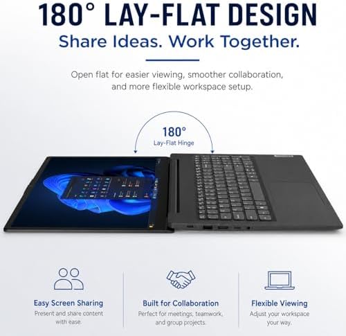 Lenovo 2026 V15 Slim Business Laptop, 15.6" FHD Display, Powerful Intel Quad-Core Processor, 16GB DDR5 RAM, 512GB SSD, Wi-Fi 6, Ethernet(RJ45), HDMI, 8-Hour Battery, Windows 11 Pro, MS 365 for the Web