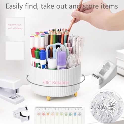 Office Supplies, White Desk Accessories,Desk Organizer,Phone Stand,Scissors,Stapler,Tape Dispenser,Binder clips,Staples,staple remover,Sticky Notes,Index Tabs,Clear Tape,Mini Box Cutter,Cool Pen.16pcs