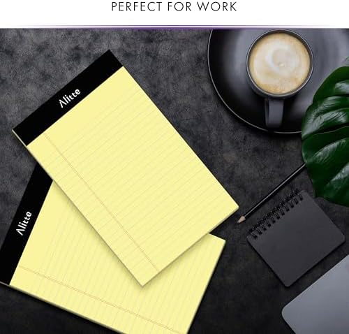 Alitte 5x8 Small Notebooks – 12 Pack Narrow Ruled, Yellow Perforated Note Pads with 50 Sheets Per Notepad, (No Ink Bleeding) Ideal Legal Pads for Writing, Note Taking, Home, Office, School