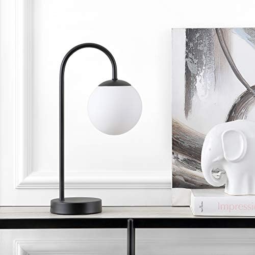 JONATHAN Y Arco Arched Metal Table Lamp 18.25" Globe Shade, Black