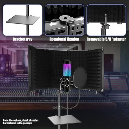 Microphone Isolation Shield with Tripod Stand & Pop Filter