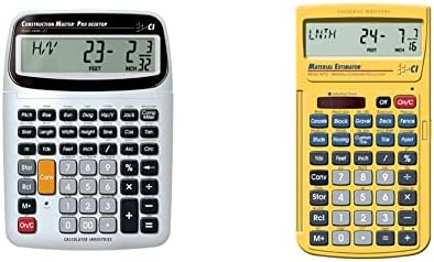 Calculated Industries 44080 Construction Master Pro-Desktop Advanced Construction Math Feet-Inch-Fraction Calculator & 4019 Material Estimator Calculator,Yellow