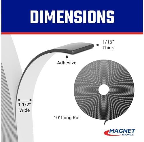 Master Magnetics Flexible Magnet Strip with Adhesive Back - 1/16" Thick, 4" Wide, 10' Long, ZG95A-A10BX