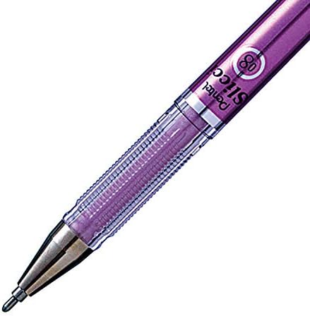 Pentel Arts Slicci Metallic 0.8 mm Needle Tip Gel Pen, Metallic Violet Ink, Box of 12 (BG208-MV)