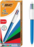 BIC 4-Color Retractable Ballpoint Pens, 1.0 mm Medium Point, 12-Count Pack
