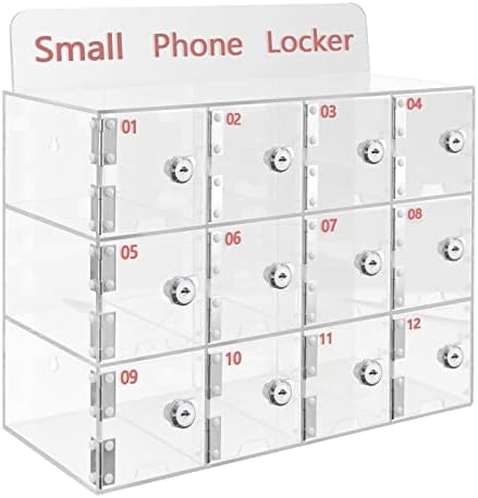 Cell Phone Cabinet,Aluminum Alloy Pocket Chart Cell Phones Storage Cabinet, Cell Phone Locker,Wall-Mounted with a Locked,for Classroom, Office, Gym (12-Grid)