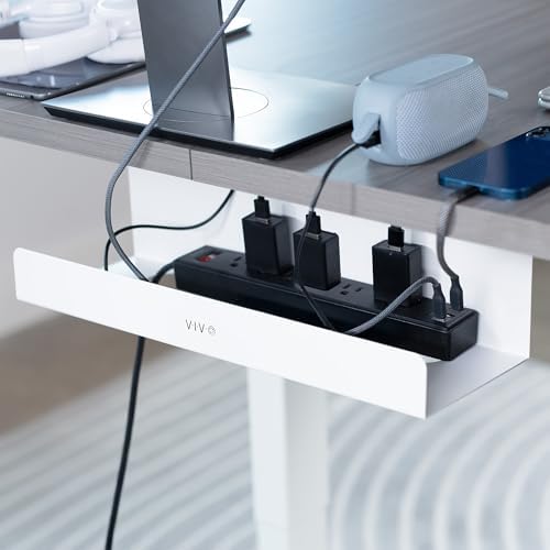 VIVO White 17 inch Extra Deep Cable Management Tray, DESK-AC16-1CW