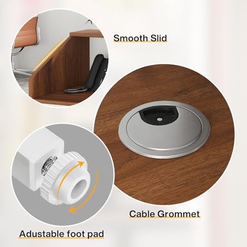 Tribesigns Reception Desk with Counter, Modern Front Desk Reception Room Table with Cable Grommet, 47 inch Retail Counter for Checkout, Lobby, Beauty Salon, Home Office Desk, Walnut