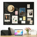 Aothia Felt Bulletin Board Tiles, 12-Pack 48"x36" Large Pin Board for Wall, Modern Cork Board Alternative for Notes, Photos, Memo & Office Organization, 70 Adhesive Tabs & 40 Push Pins, Black