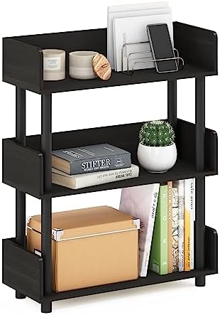 Furinno Turn-N-Tube 4-Tier Black Storage Shelves with Side Panels, Book Shelf, Display Shelf, for Organization and Storage, Living Room, Home Office, Black Espresso