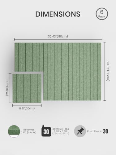 Bumusty 36"x 24" Large Felt Bulletin Board Tiles,Moss Green