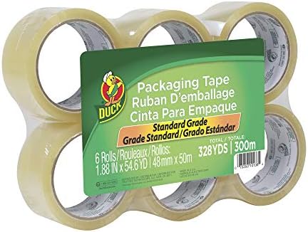 Duck Brand Standard Packaging Tape Refills - 6 Rolls of Clear Packing Tape - Shipping, Mailing and Moving Supplies - 3" Core - 1.88 Inch x 54.6 Yards, Clear (1362513)