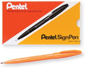 Pentel Sign Pen Fiber-Tipped Pen, Orange Ink, Box of 12 (S520-F)