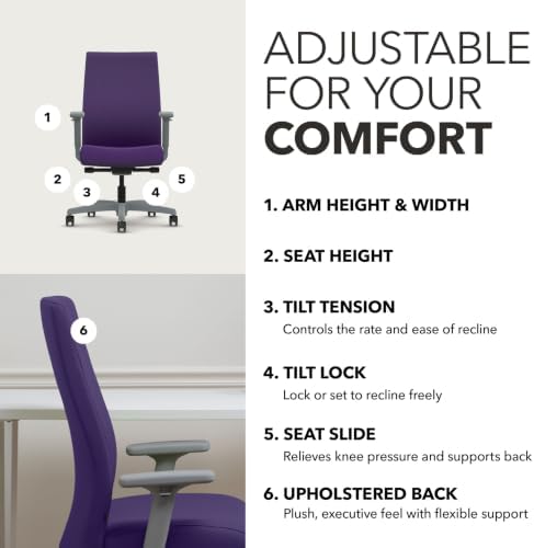 HON Ignition 2.0 Ergonomic Office Chair, Lumbar Support, Desk Chair, Iris