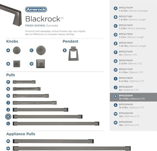 Amerock 10-1/16" Blackrock Gunmetal Drawer Pull