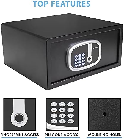 Barska 0.85 Cu Ft Digital Biometric Safe with Keypad – Fingerprint Scanner, ADA Compliant LED Display, Interior Light, Motorized Steel Locking Bolts, Secure Home Office Safe