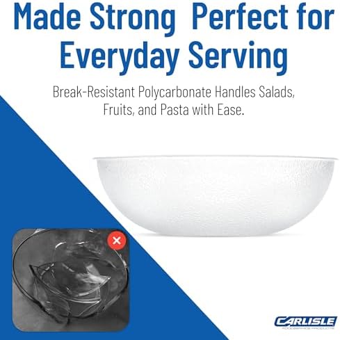 Carlisle FoodService Products 721507 Round Pebbled Salad Serving Bowl, 11 Quart, Clear