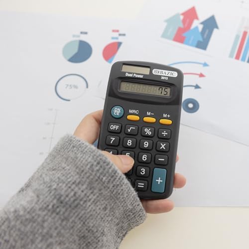 BAZIC Products 8-Digit Pocket Calculator, Black