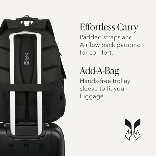 SWISSGEAR 1900 ScanSmart Laptop Backpack, Fits Most 17-Inch Laptops, TSA-Friendly Lay-Flat Design, RFID Protection, and Tablet Pocket, Black, 31L, 18.5-Inch
