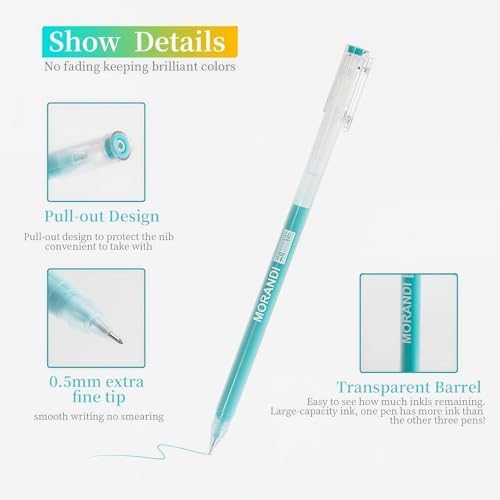 9 Colored Gel Pens Set, 0.6mm Fine Point for Black Paper & White Paper, Pens for Journaling, Adult Coloring Books, Bible, Drawing, Note Taking, Art & Journaling Supplies（Misty Blue）