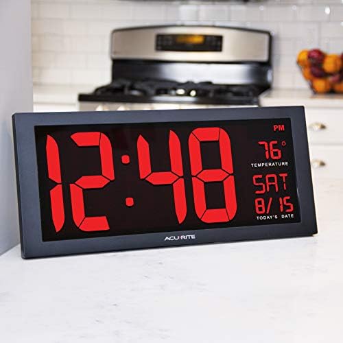 AcuRite Digital Clock, 14.5-Inch / Red