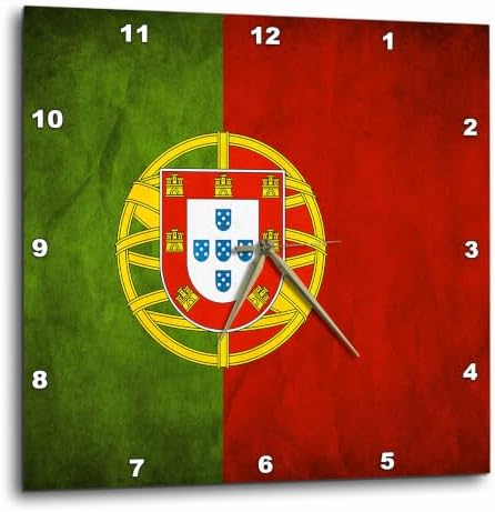 3drose Portugal Flag Wall Clock, 10 by 10-Inch