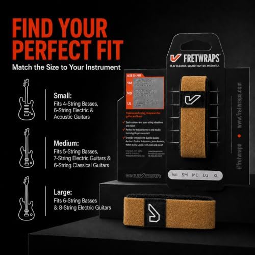 Gruv Gear Fret Wrap & Guitar Mute, Fretwrap for Acoustic, Electric & Bass | String Dampener Recording, Tapping & Practice Accessory (1 Pack, Small Maple, Fits 4 String Bass, 6 String Guitar)