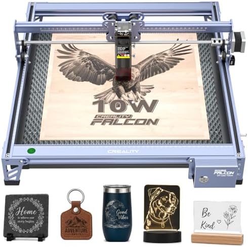 Creality Falcon 10W Laser Engraver, with Honeycomb Laser Bed 500x500mm, 10000mm/min, 72000mW High-Precision Laser Cutter for Wood, Acrylic, Pre-Installation and Out-of-The-Box