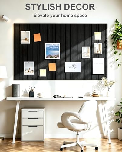 0.47" Thick Felt Pin Board 48"x36" Large Cork Board Alternative 12 Pack 11.81"x11.81"Felt Bulletin Board Wall Tiles Notice Board with 60 Pushpins for Home Office School(Fine-Black)