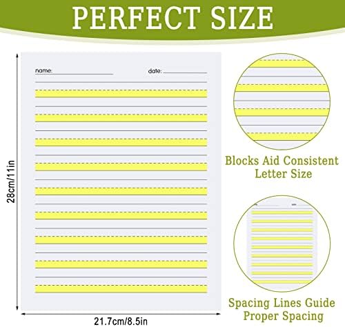 Eaasty 200 Sheets Write Beginner Paper Level 1 Lines & Highlighted,Style
