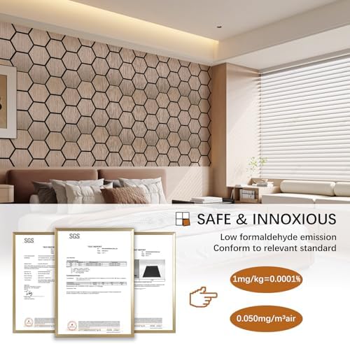 Hexagon Acoustic Wall Panels, Self-Adhesive Sound Absorbing Wall Panel by ARMURO, 4 Pack Covers 19.27 Sq Ft, Peel and Stick Noise Reducing for Home Office Studio Bedroom Wall Decor