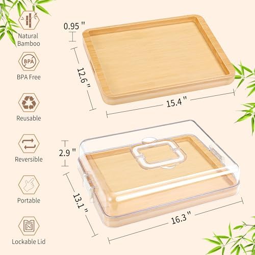 CAWIU Large Charcuterie Board with Lid, Portable Cheese Board & Snack Tray
