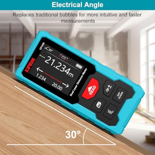 Kiprim LD120S Dual Laser Distance Meter,393ft/120m,Electronic Level,DIY