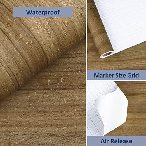WESTICK Peel and Stick Countertops Waterproof Brown Wood Contact Paper for Cabinets Rustic Wood Peel and Stick Wallpaper Removable Wood Grain Contact Paper for Counter Table Top Desk 394" x 15.8"