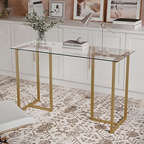 Martha Stewart Eli Glass Top Home Office Desk,