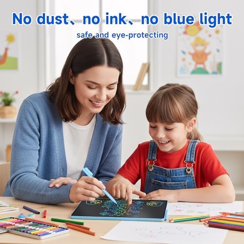 16 Inch Large LCD Writing Tablet for Kids, Colorful Reusable Electronic Doodle Board with Stylus, Educational Drawing Pad for Math Practice & Learning, Travel Essential Toys for Boys Girls (Blue)