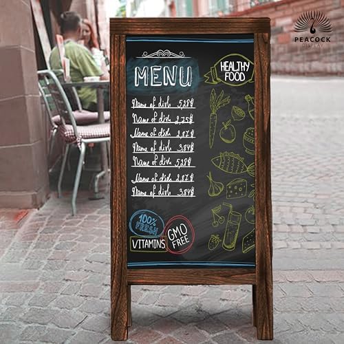 Double-Sided Rustic Magnetic A-Frame Chalkboard Sign for Outdoor and Indoor Use, Magnetic, Black | Sturdy, Stylish, and Versatile; Perfect for Events, Menus, and Business Promotions