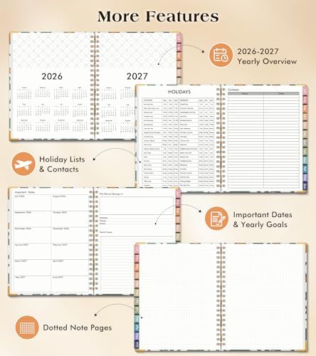 Academic Planner 2026-2027, Hardcover Weekly and Monthly Calendar Planner from July 2026 - June 2027, 8.5" x 11" A4 Large Daily Agenda with Tabs, College School Organizer for Student Teacher, Field of Daisies