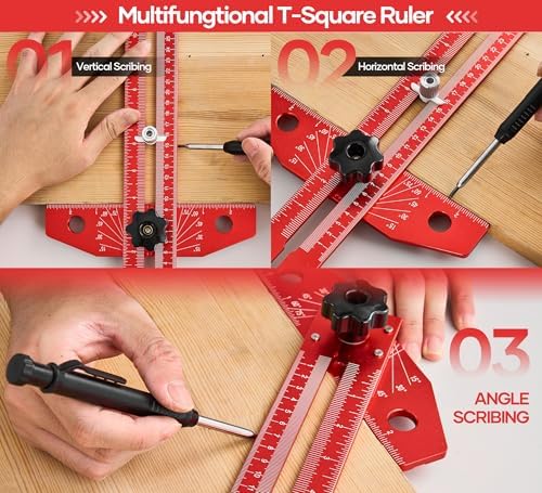 Saker Woodworking Scriber Marking Line Ruler,Aluminum Alloy T-Square