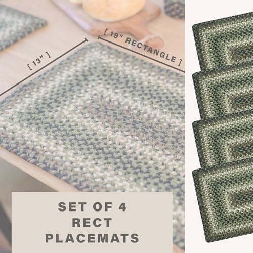 Homespice Pinecone Braided Placemats for Rustic Decor, Rect 13x19 Set of 4