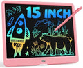 Bravokids 15 Inch LCD Writing Tablet for 3 Year Olds - Electronic Drawing Pad and Doodle Board as Educational Birthday Gifts for Girls and Boys (Pink)