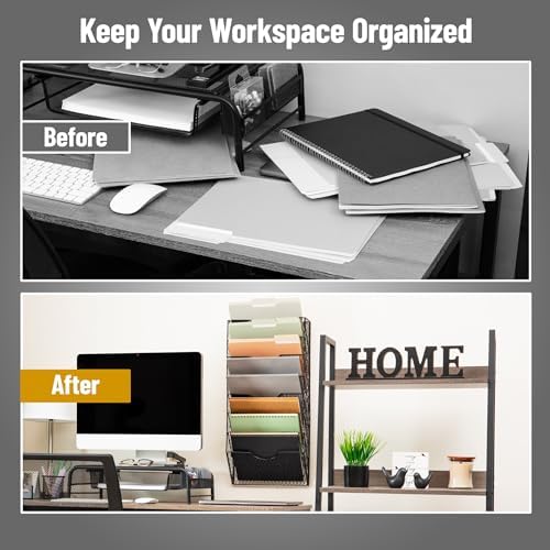 Mind Reader Wall Mounted File Organizer, Black
