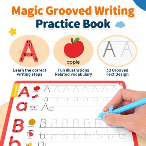 YPLUS Magic Grooved Writing Practice Books for Kids Ages 3-8