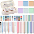 135 Pcs Book Annotation Kit with Pencil Case, 12 Pastel Highlighters, 11 Gel Pens, Fine Marker, 300 Transparent Sticky Notes, 2640 Index Tabs, Bible Study Supplies Kit(Classic,Pink)