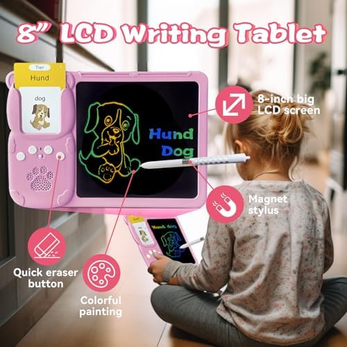 Talking Flash Cards with Writing Tablet - German English, Pink